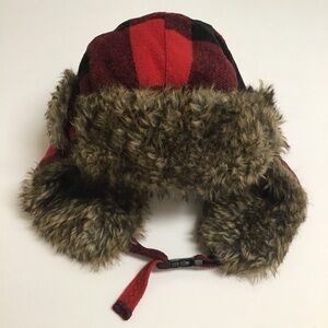 Buffalo Plaid Trapper Hat Winter Aviator Cap Hunting Faux Fur Lining Elmer Fudd